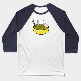 Cute cat eating ramen noodles Baseball T-Shirt